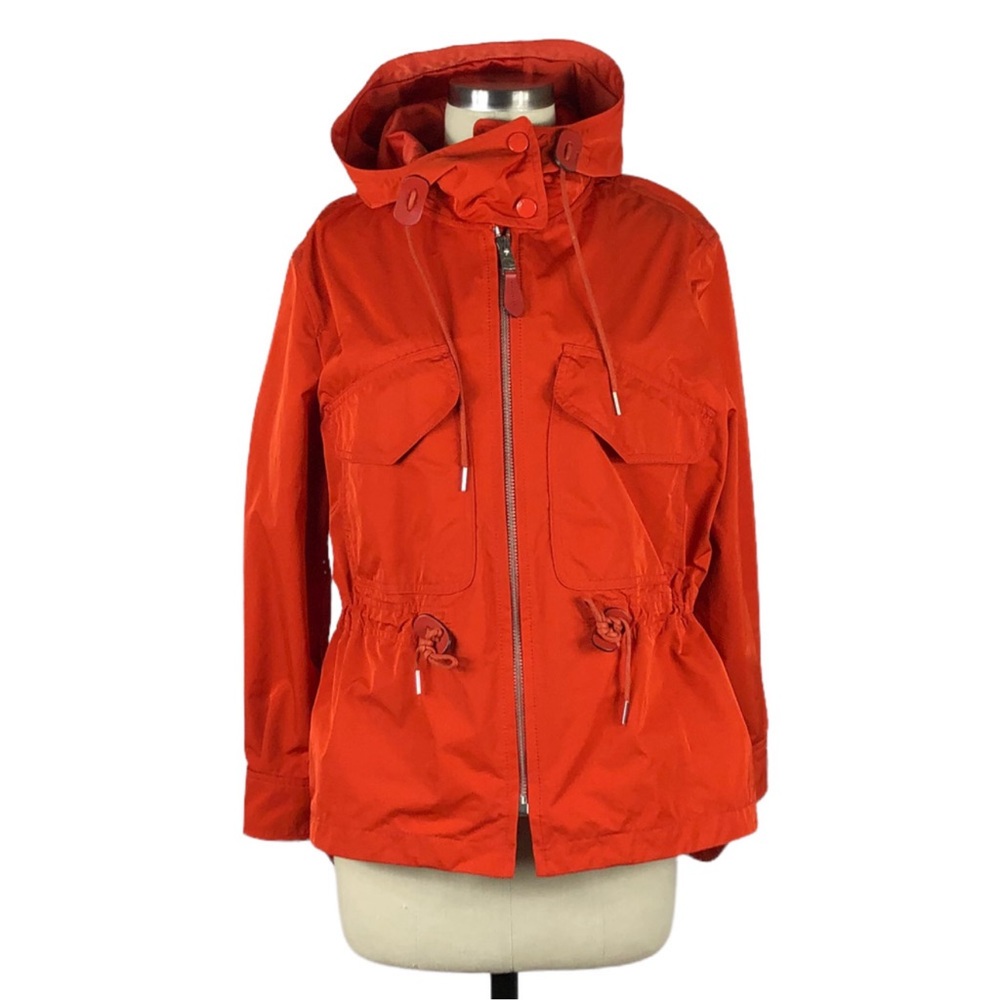 COACH Bold Orange Sport Full zip Windbreaker Jacket Size Small hooded Preppy